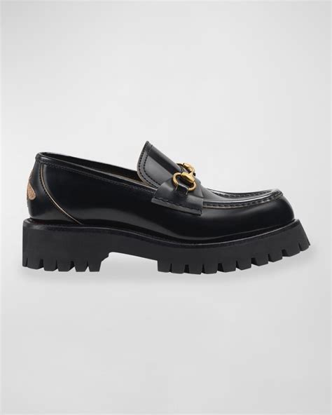 gucci harald leather lug-sole loafers|Gucci lug sole loafer women's.